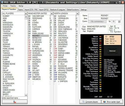 первый скриншот из PES 2010 Editor v2.0