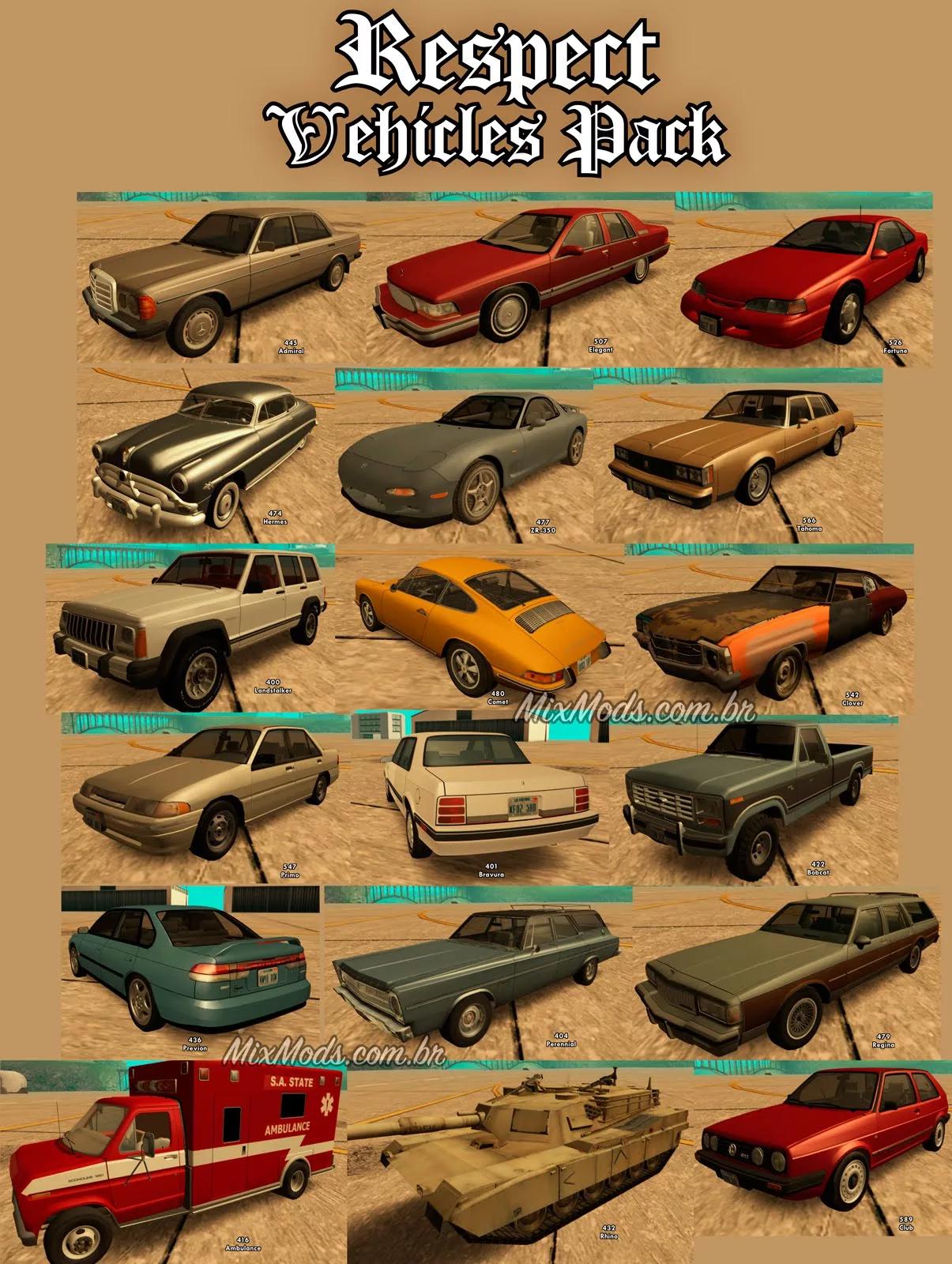 Mods Car Pack для Grand Theft Auto: San Andreas Mods Car Pack для Grand Theft Auto: San Andreas